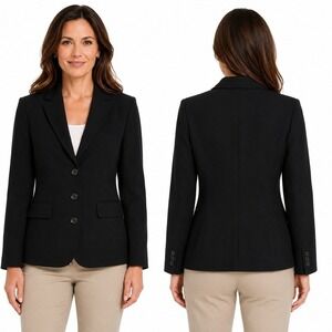 Pursuits Ltd. Blazer Womens Large Black Three Button Tailored Jacket Office